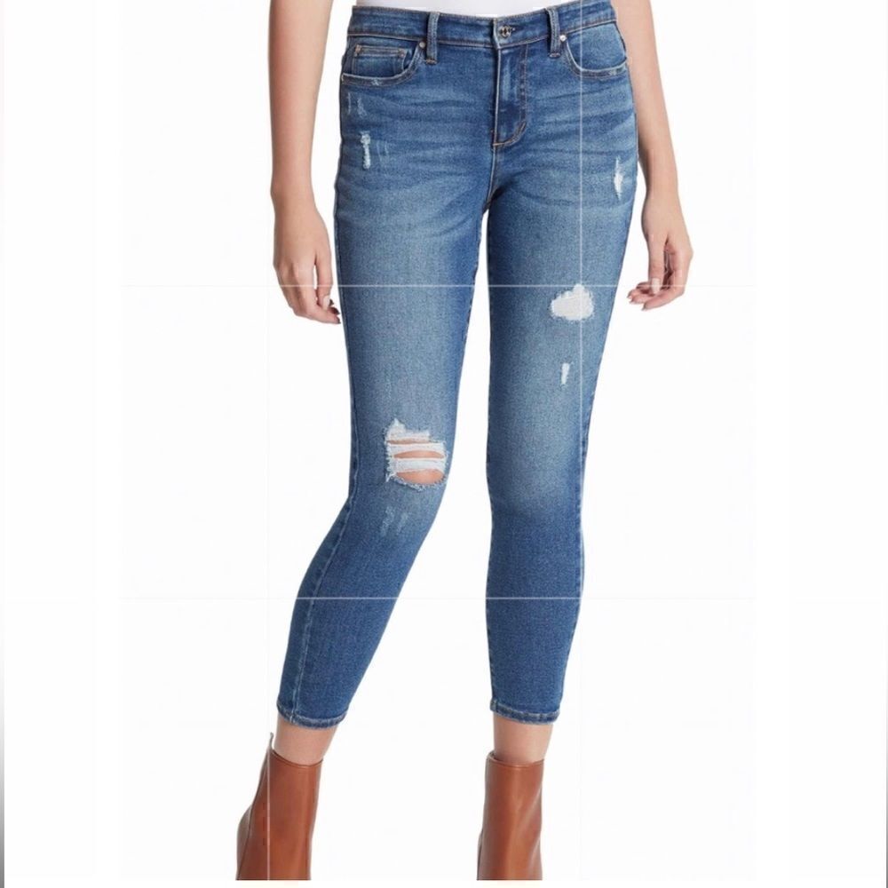 Ella Moss Midrise Skinny Distressed Ankle jeans- med wash- very good condition